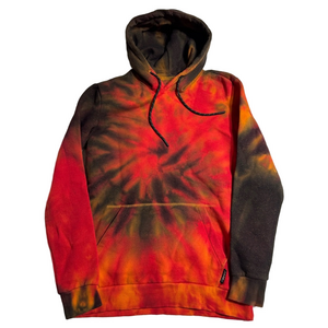 Bershka Regular Fit Tie Dye Orange Black Red Thick Cozy Pullover Hoodie Medium